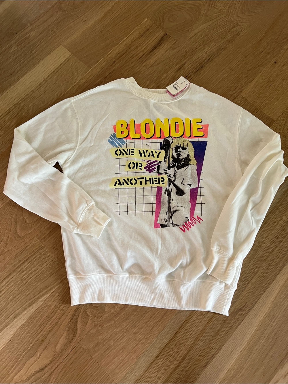 Blondie Graphic Sweatshirt - White with Yellow & Pink Print